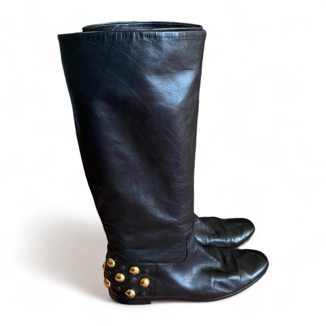Gucci Bobouska Studded Leather Riding Boots