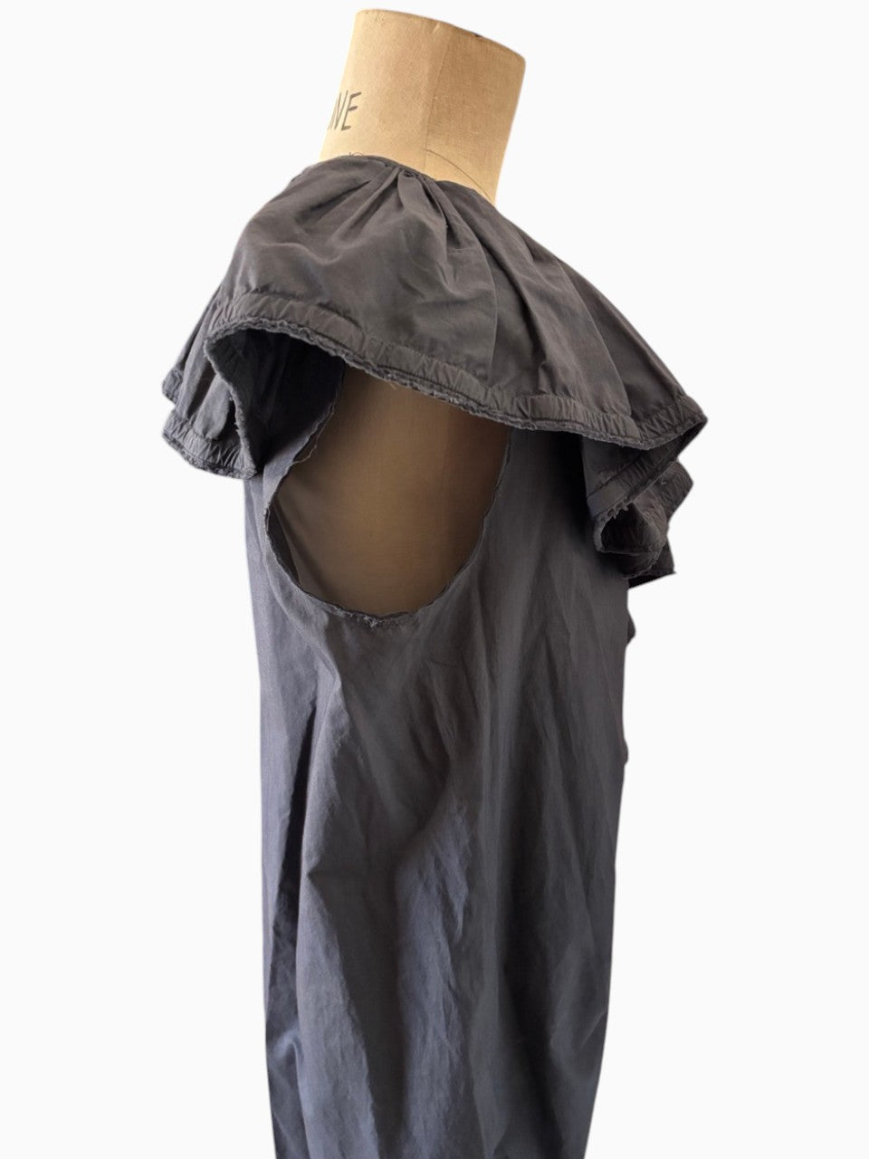 Lanvin High-Low Utilitarian Luxury Cotton Dress Cascading Ruffles