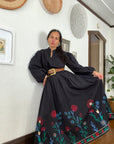 eShakti Black Dress Embroidered Skirt