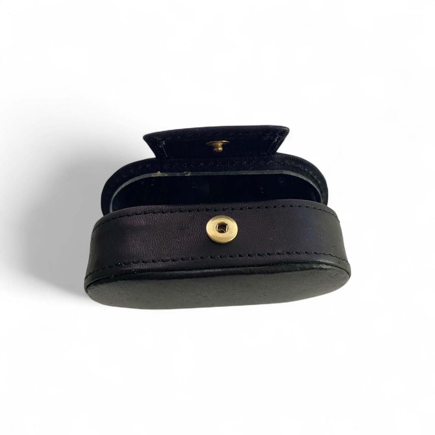 Vintage Black Leather Lipstick Case Mirror