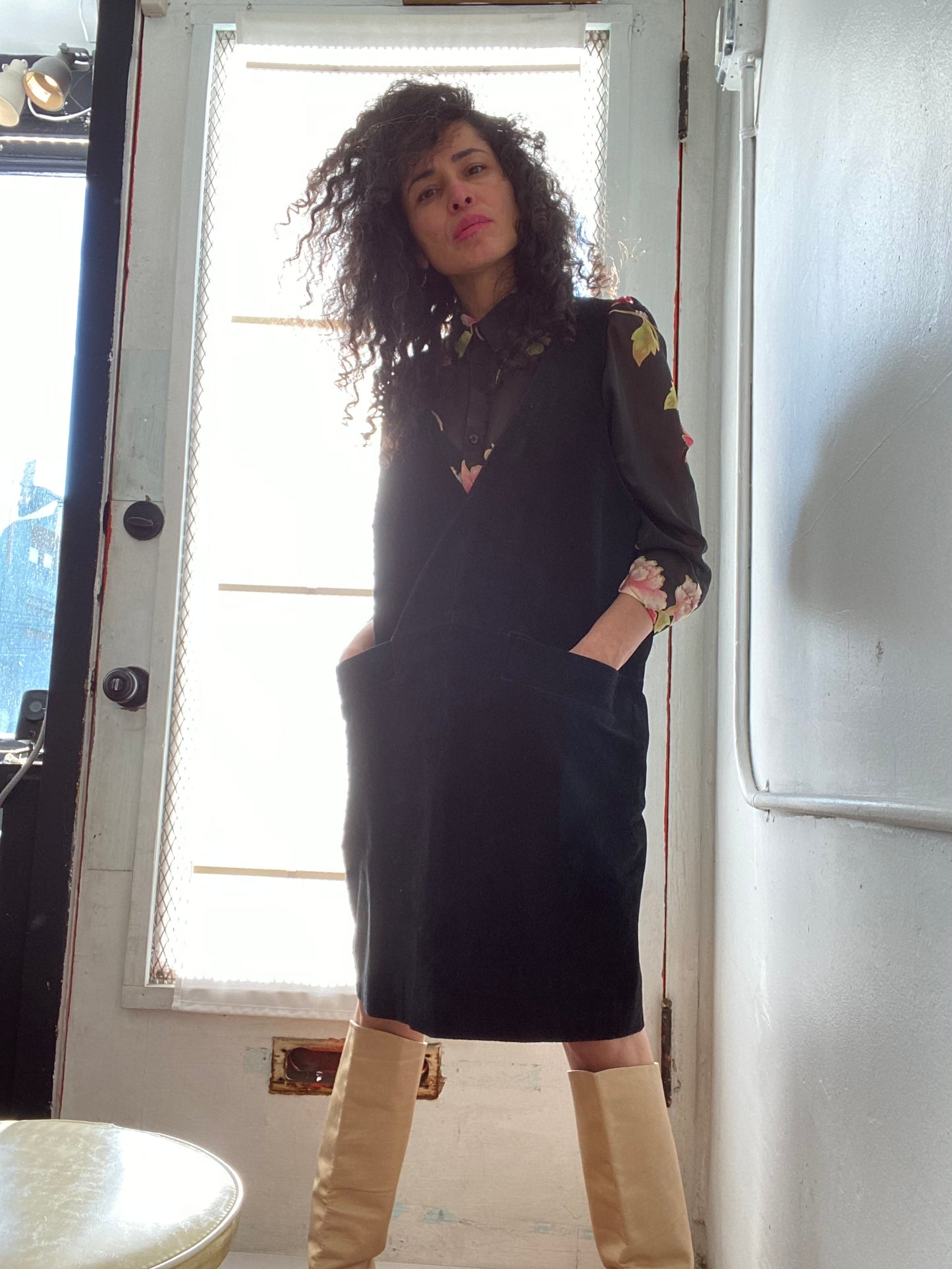 Ellen Ashley Suede Pinafore Dress