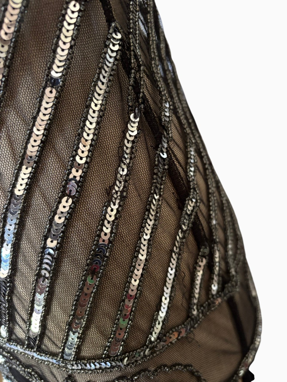 Black Silver 20s Revival Flapper Sheer Dress