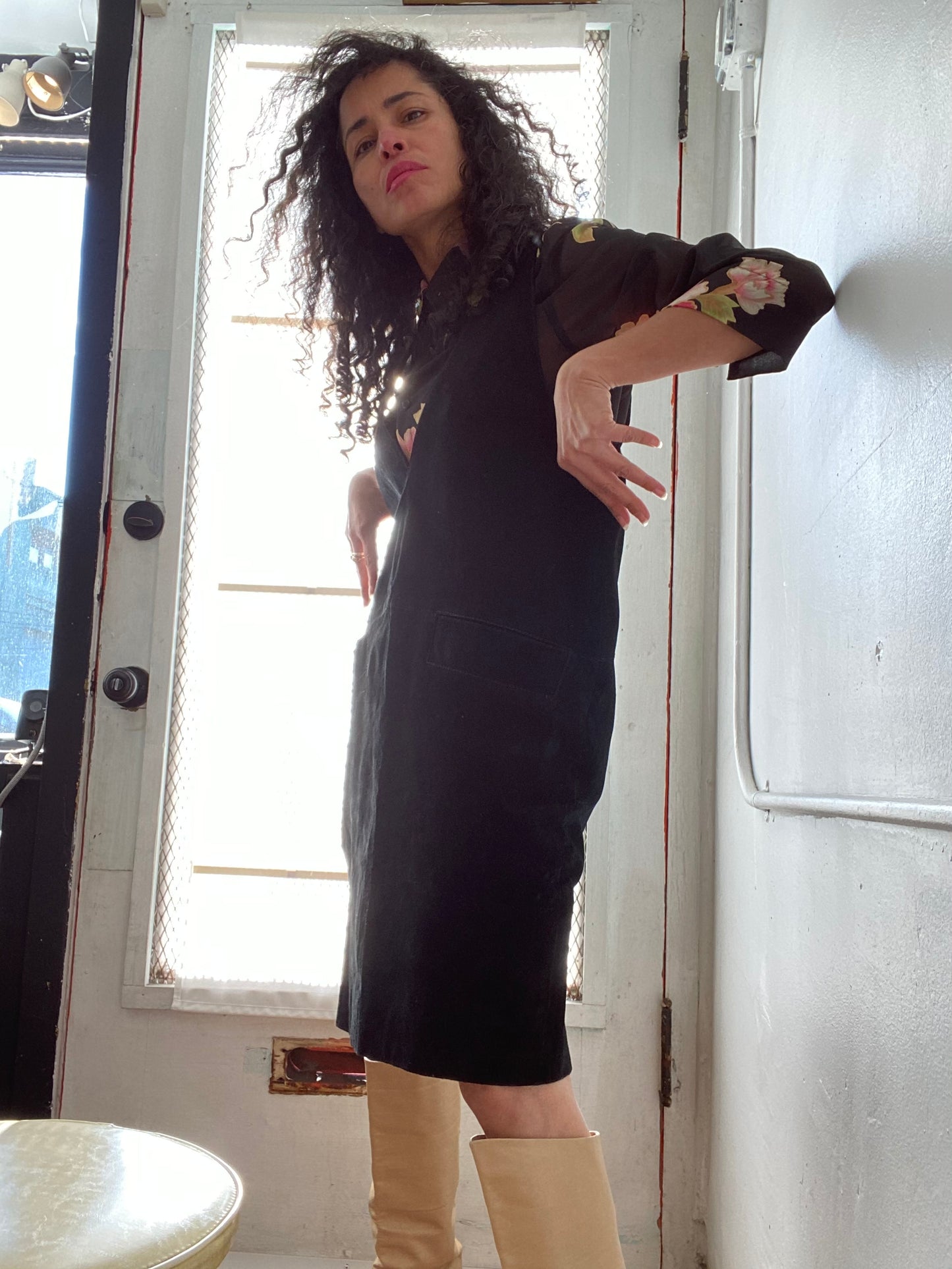 Ellen Ashley Suede Pinafore Dress