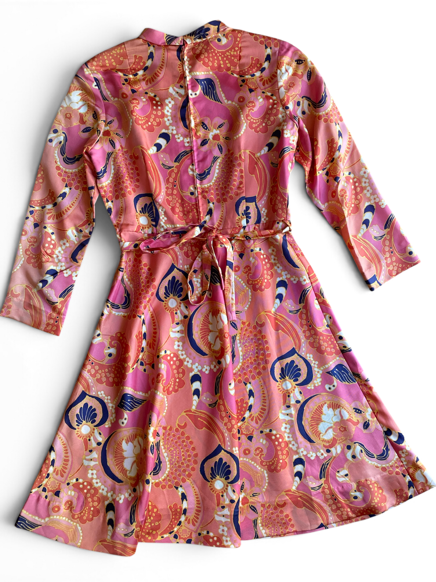 60s Pink Feather Print Dress