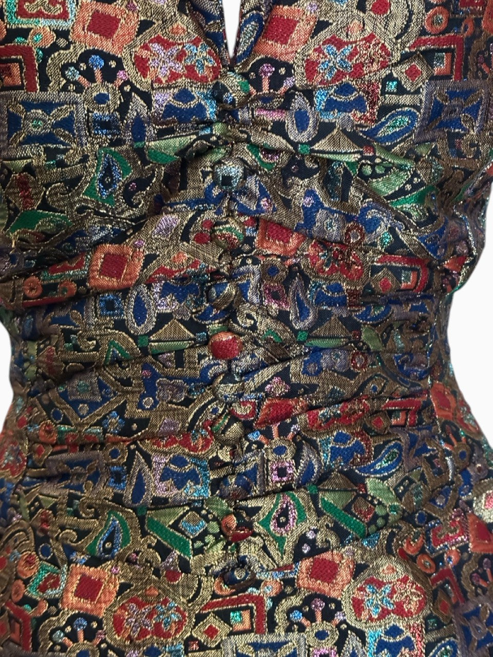 60s Fitted Gold Lamé Brocade Dress