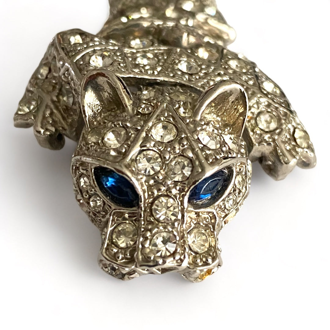 Articulated Silver Wild Cat Brooch