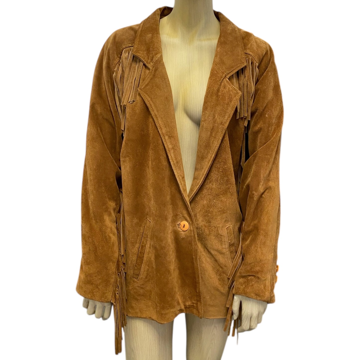 Comint Tan Suede Fringe Blazer Jacket