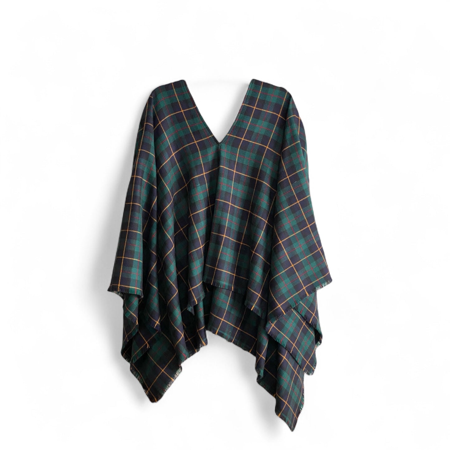 Early DKNY Green Tartan Plaid Cape Poncho