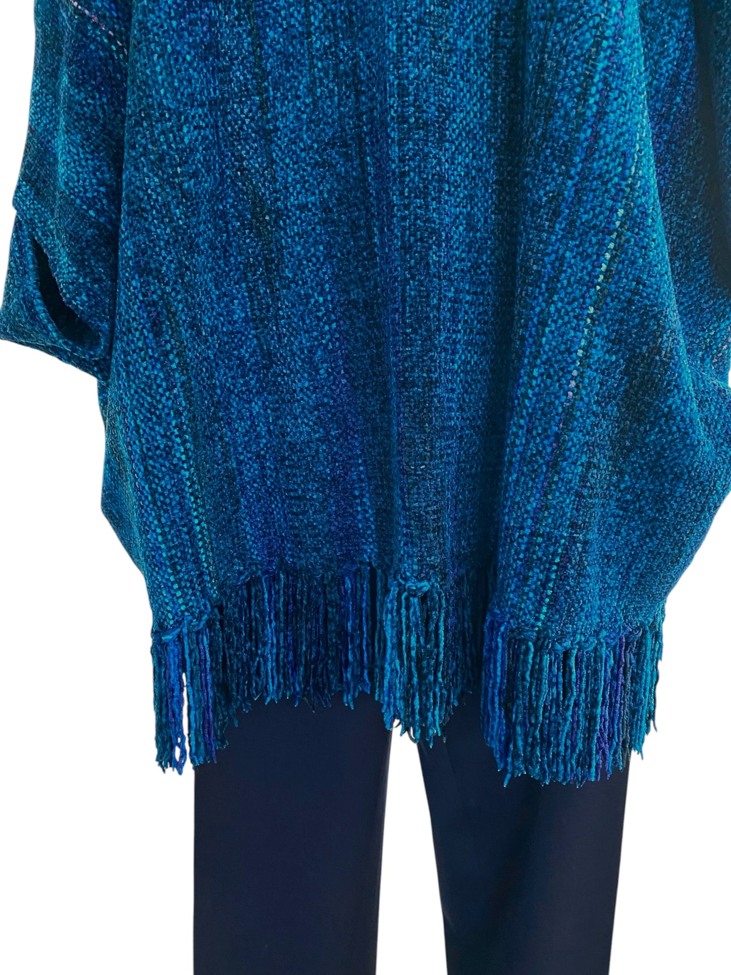 Blue Silk Chenille Shawl Fringe