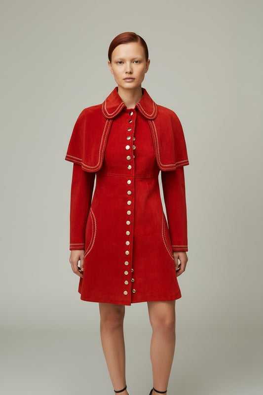 1960s Gassy Jack Red Suede Caplet Jacket
