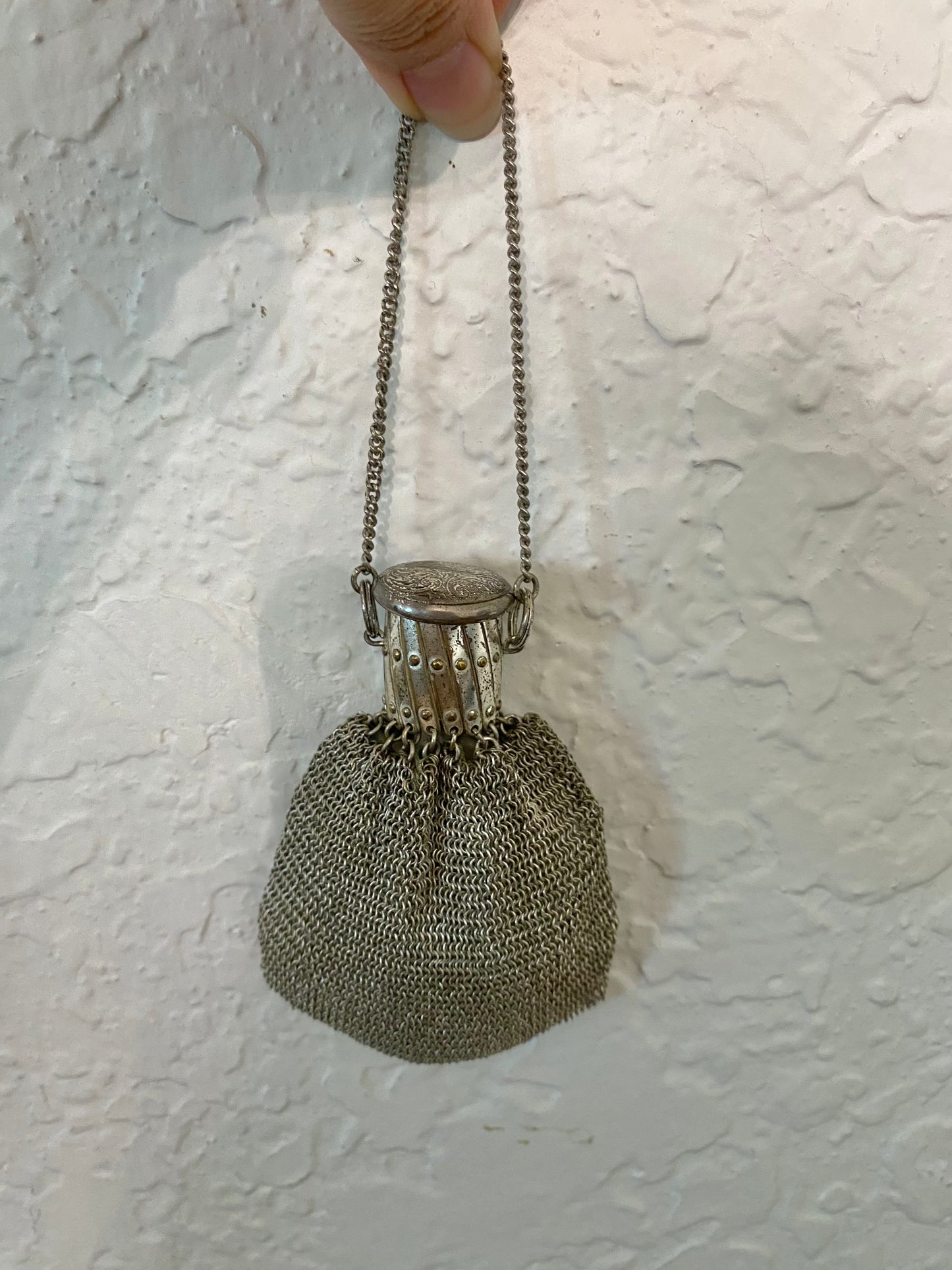 Vintage Silver Mesh Evening Purse – Made in US Zone Germany (1945–1950s)