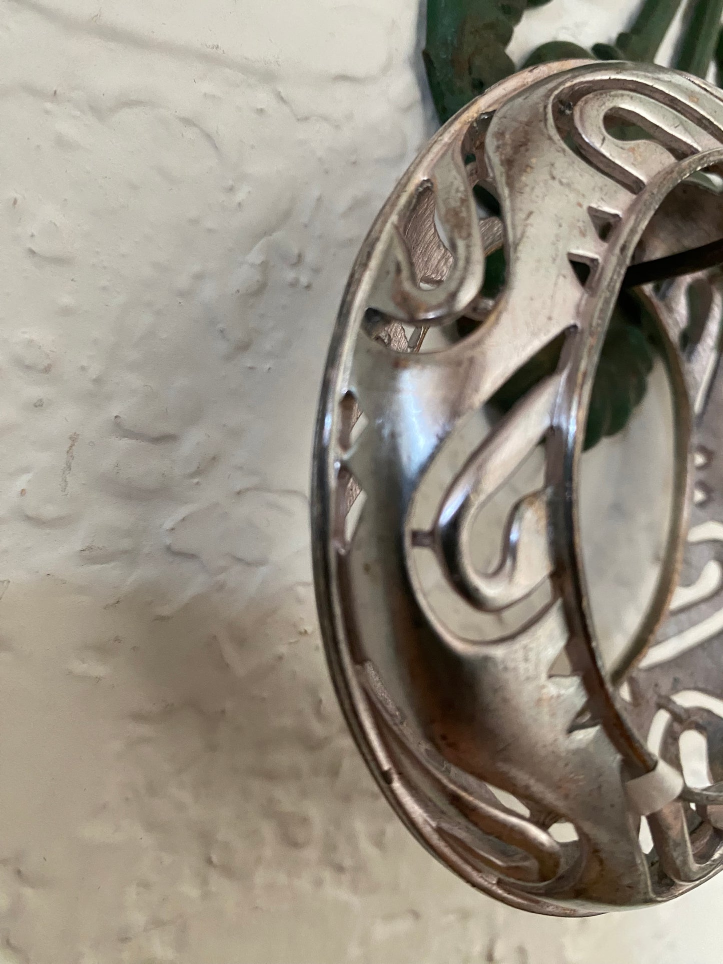Silver Metal Heart Cutout Hollow Cuff