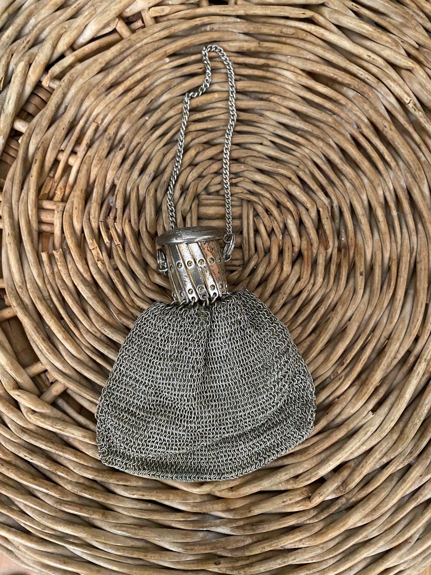Vintage Silver Mesh Evening Purse – Made in US Zone Germany (1945–1950s)