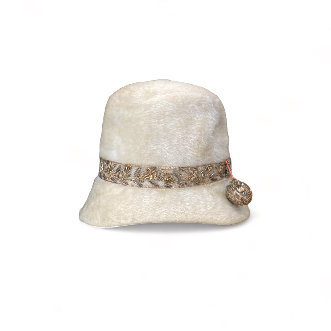 1950s Joseph Cie Fuzzy Cream Cloche