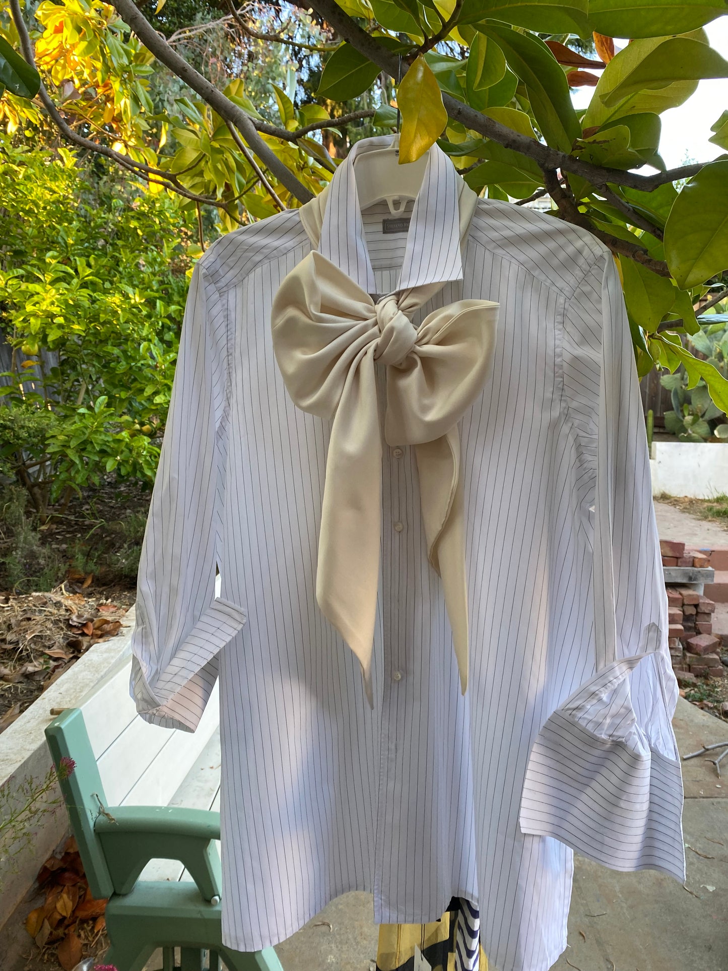Extra large ivory scarf bow