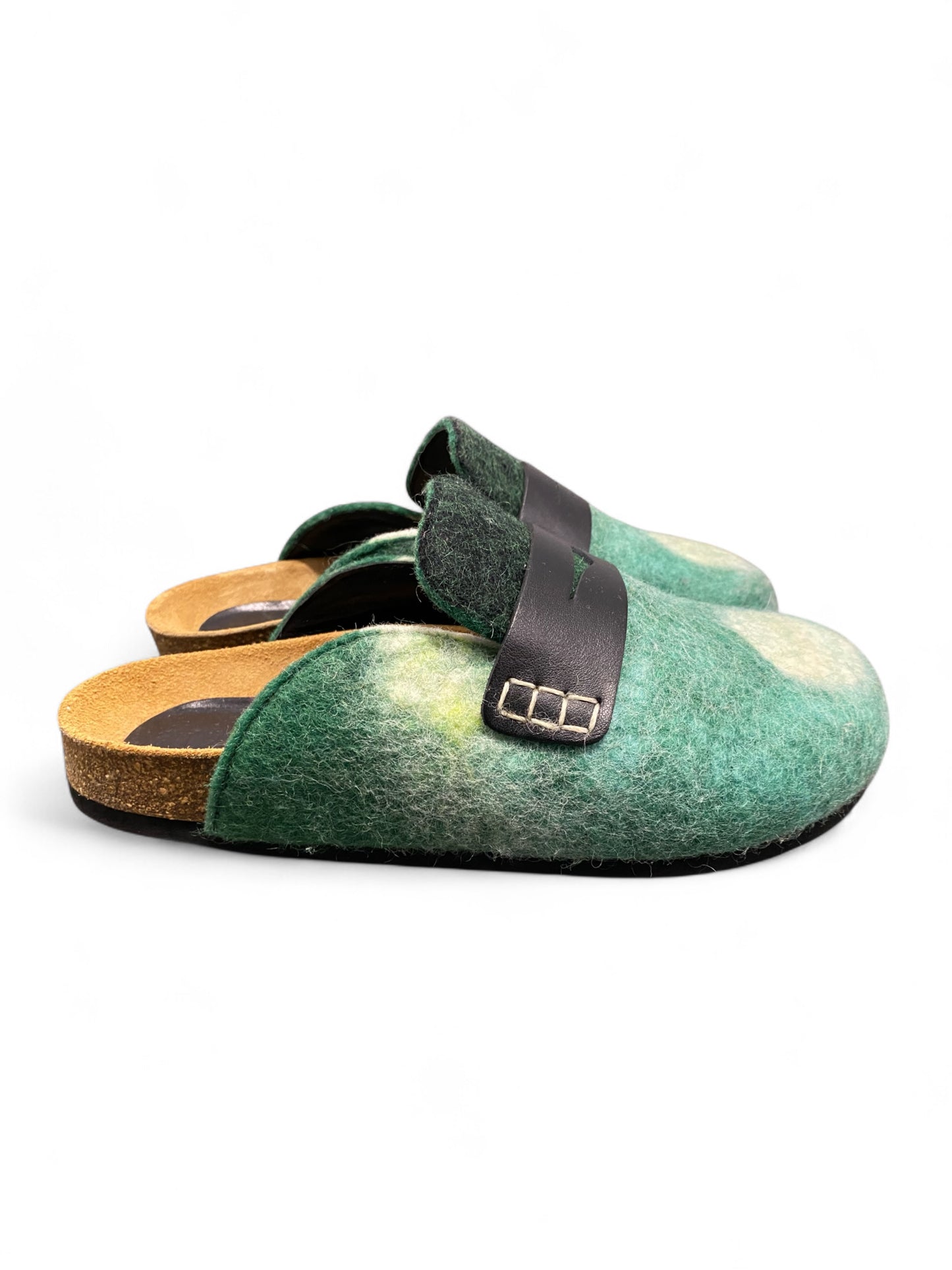JW Anderson Green Landscape Felt Clog Mules