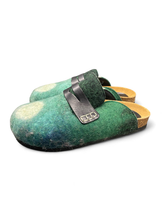 JW Anderson Green Landscape Felt Clog Mules