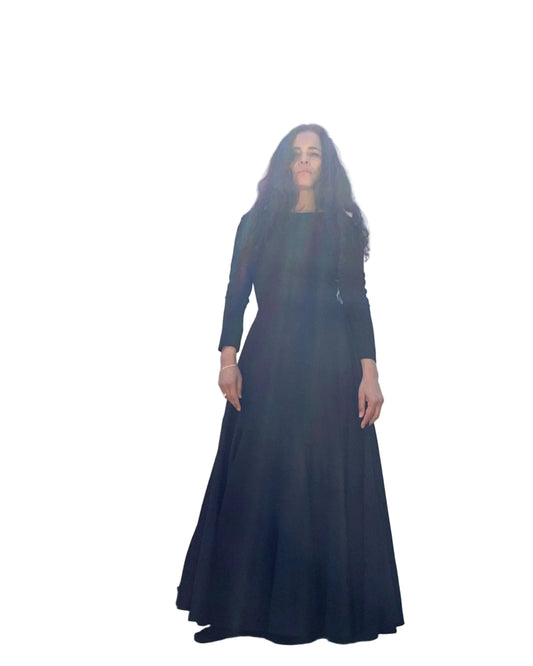 Valentino Black Wool Silk Maxi Gown