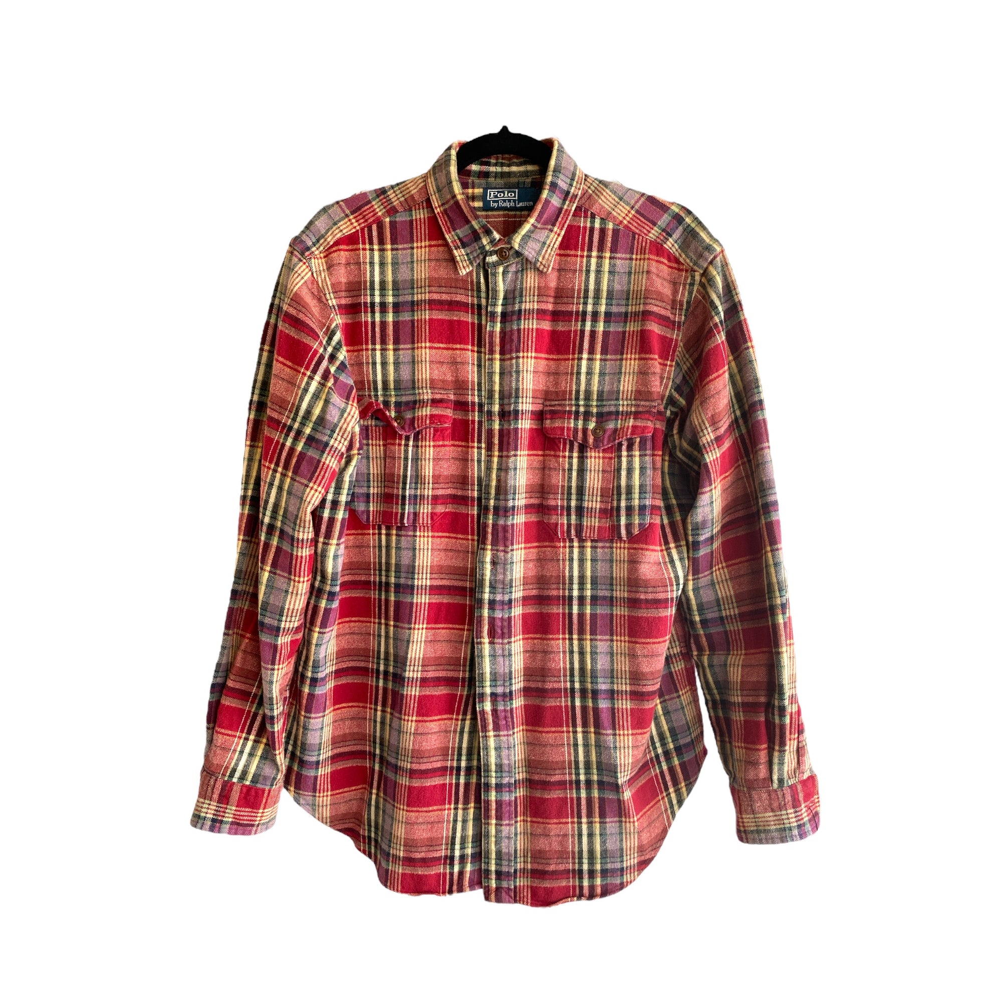 90s Polo Ralph Lauren Red Plaid Shirt Elbow Patches