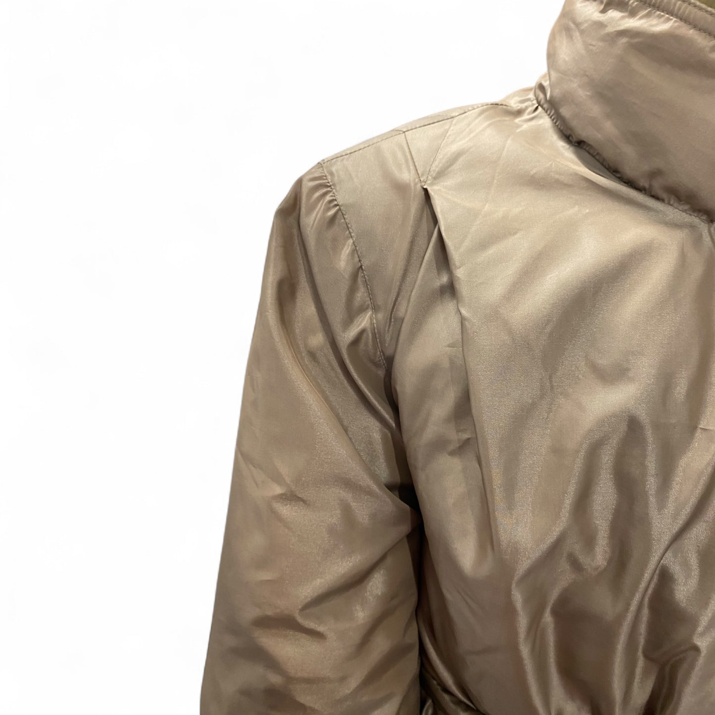 Lustrous Belted Puffer Coat