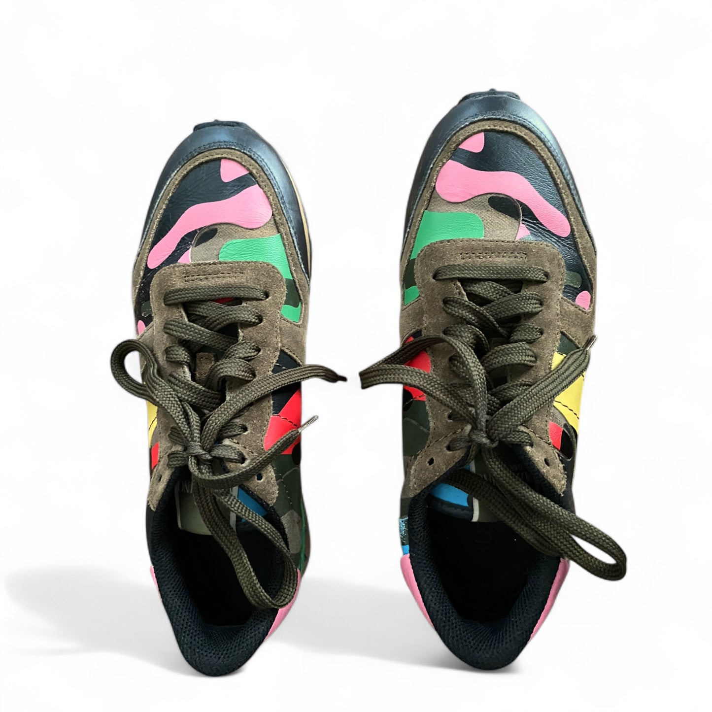 Valentino sneakers hand-painted feline — pair view showing both shoes and overall condition