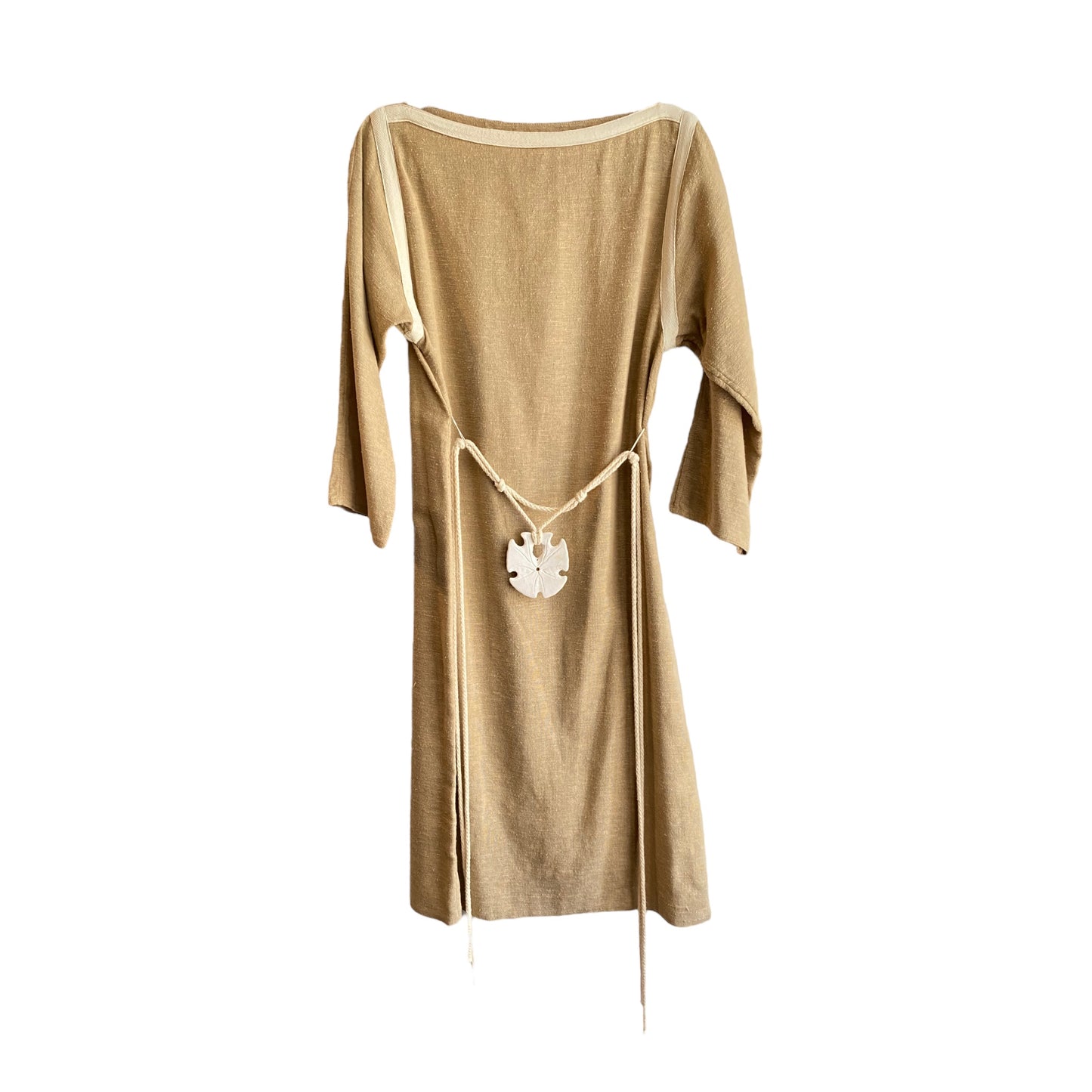 Tan Dress Rope Belt Sand Dollar Buckle