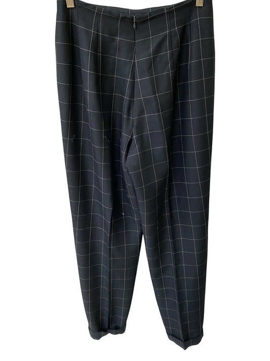 LaliSimone 90s Ralph x Ralph Lauren tapered trousers in navy with a subtle plaid pattern and cuffed hem.