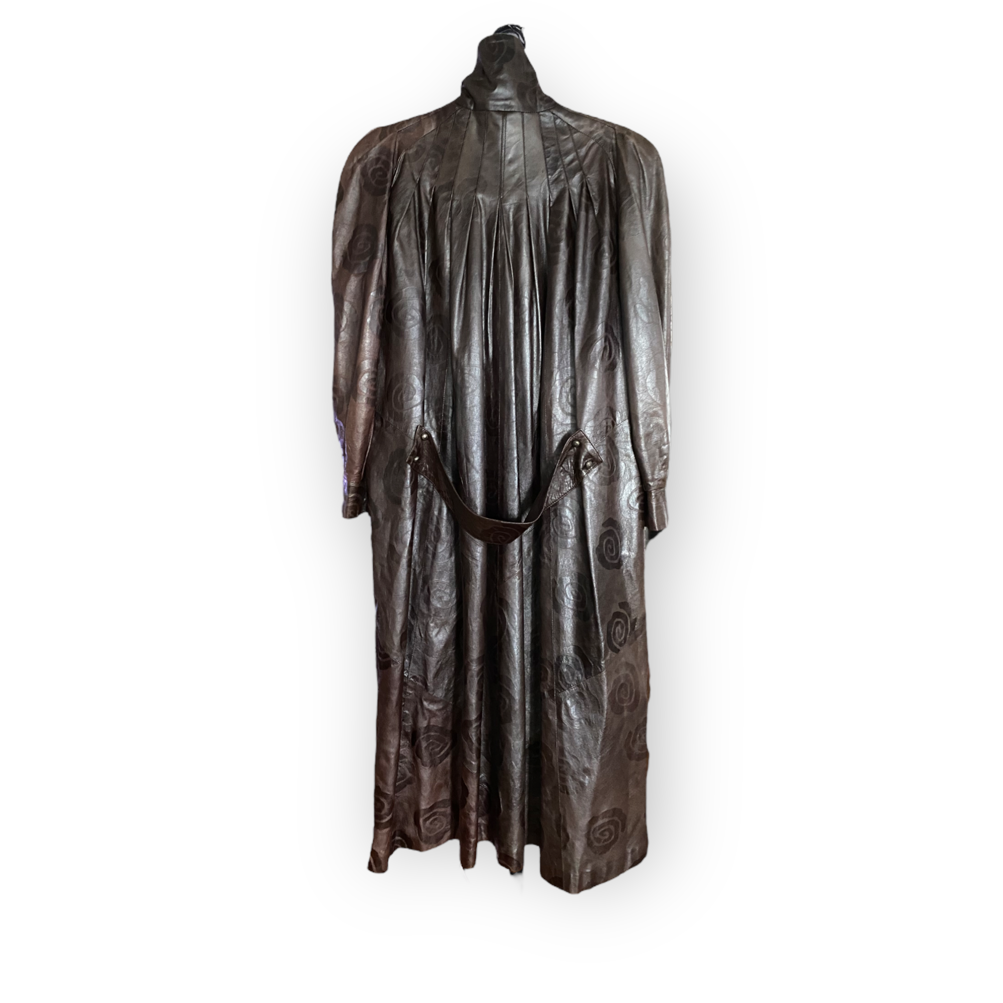 Lilli Rubin Pearlized Leather Trapeze Coat - Embossed