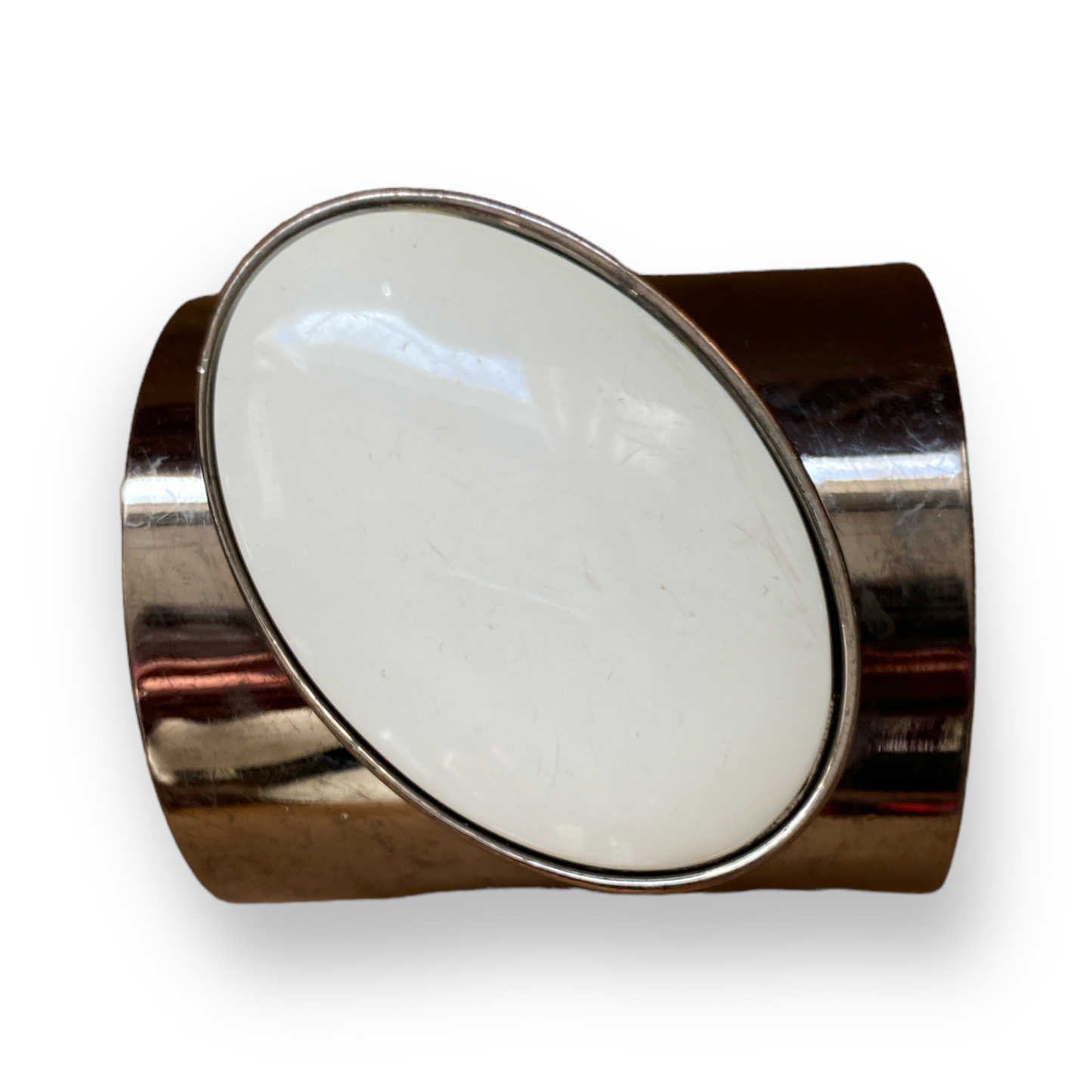 Gun Metal Cuff Ivory Resin Oval
