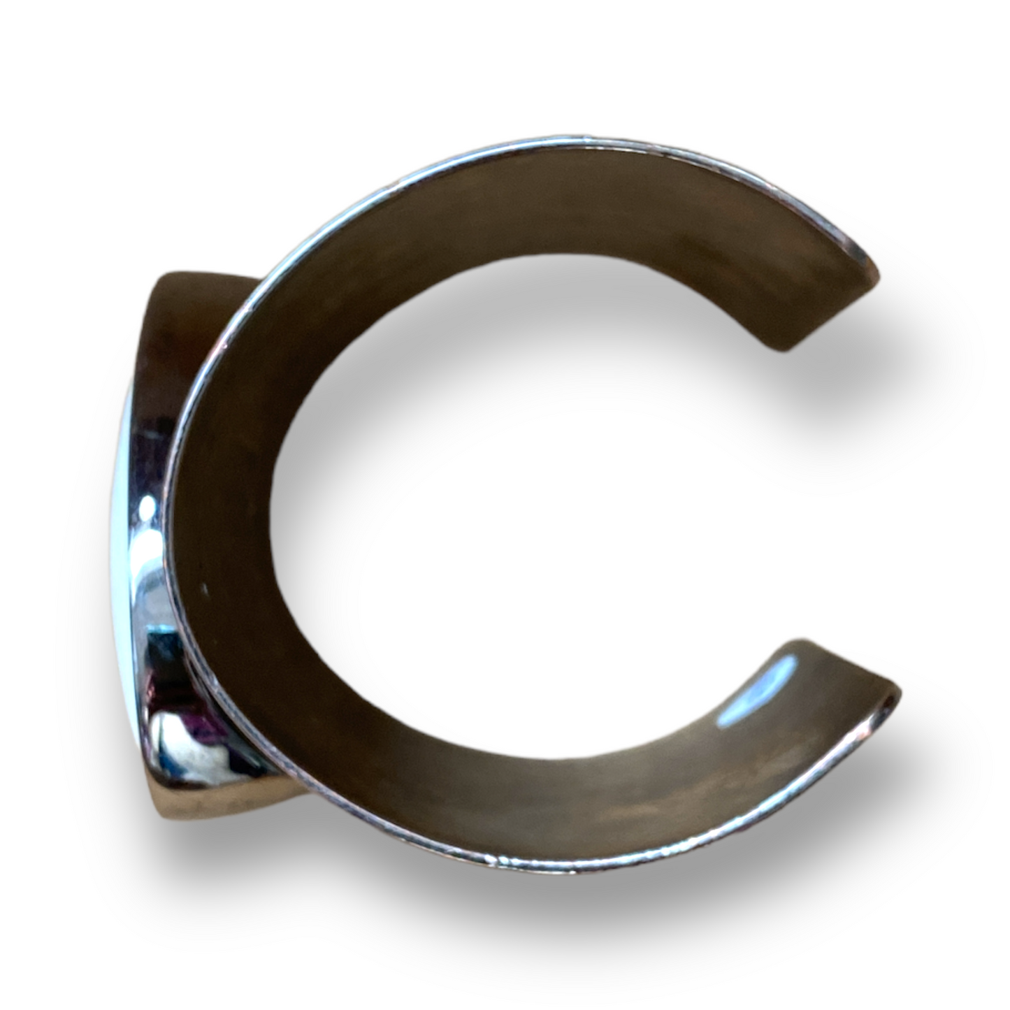 Gun Metal Cuff Ivory Resin Oval