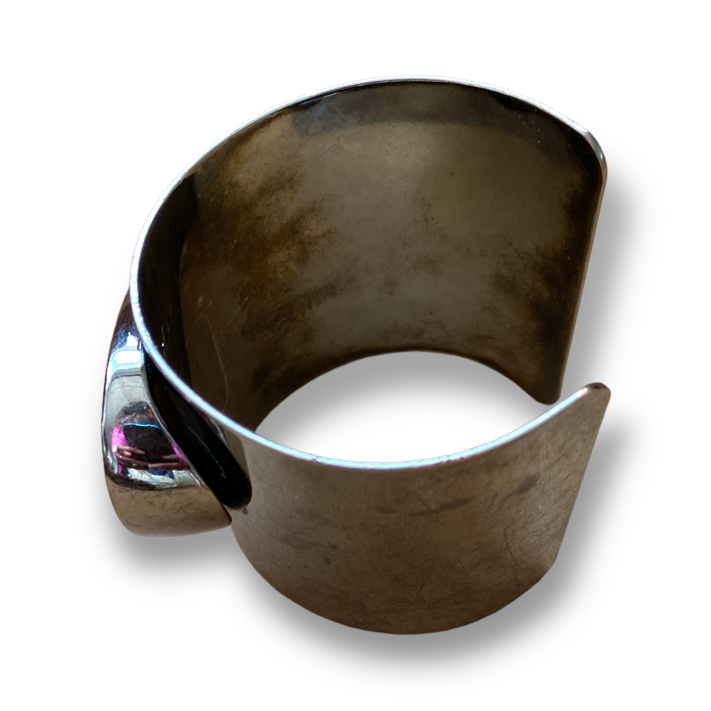 Gun Metal Cuff Ivory Resin Oval