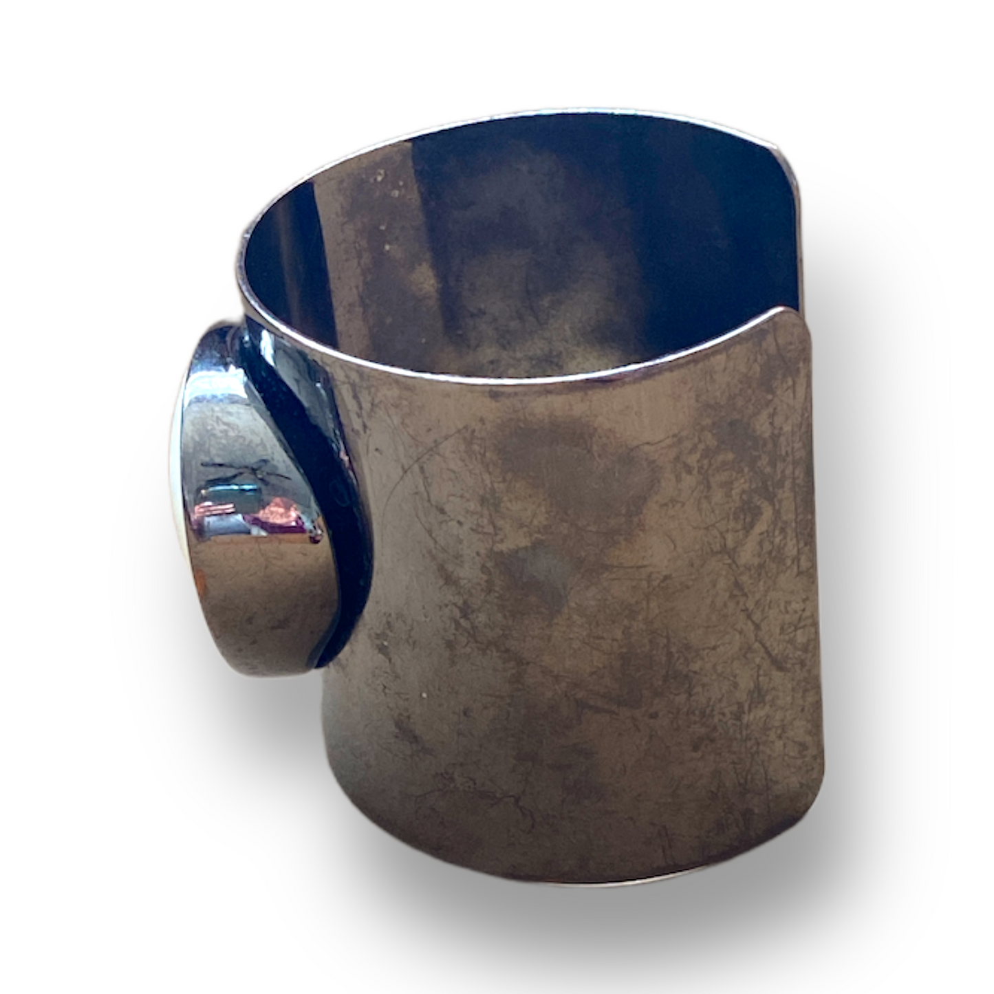 Gun Metal Cuff Ivory Resin Oval