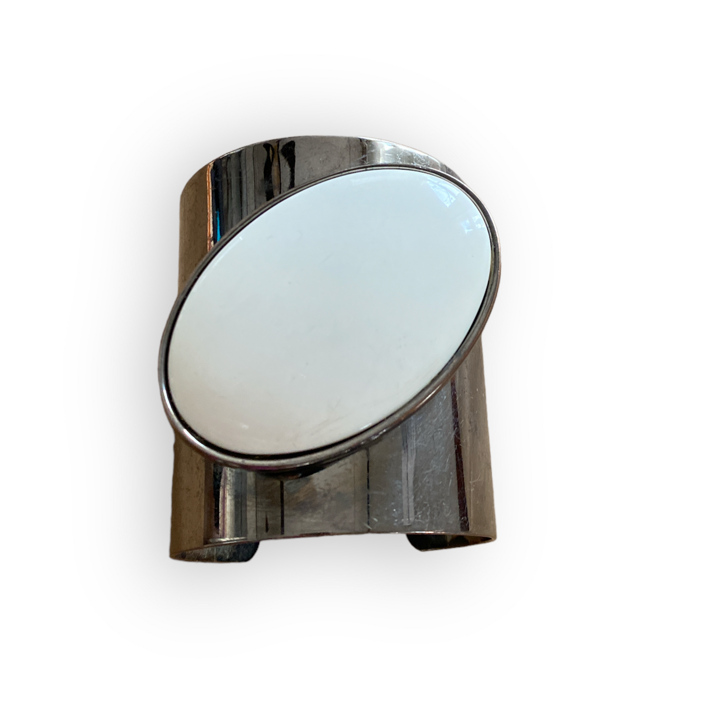 Gun Metal Cuff Ivory Resin Oval