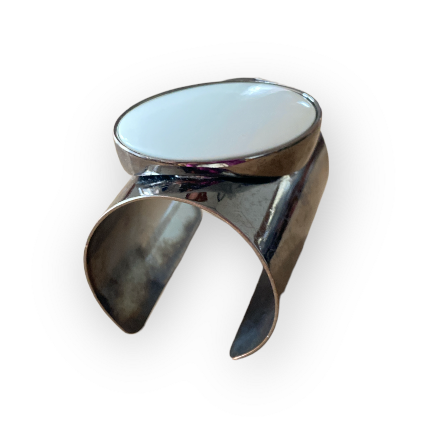 Gun Metal Cuff Ivory Resin Oval