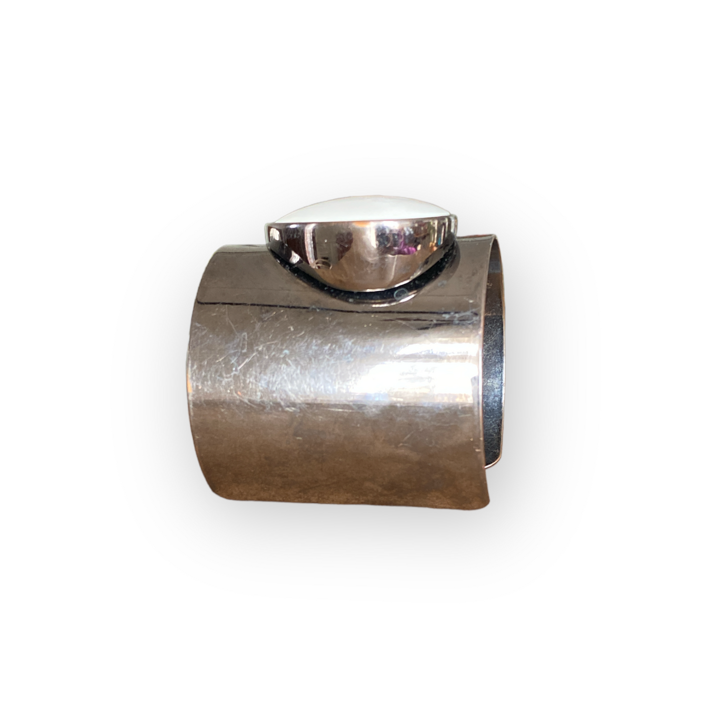 Gun Metal Cuff Ivory Resin Oval