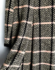Black Pink Tweed Plaid Fringe Trapeze Coat