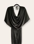 40s 50s Black Silk Evening Dress