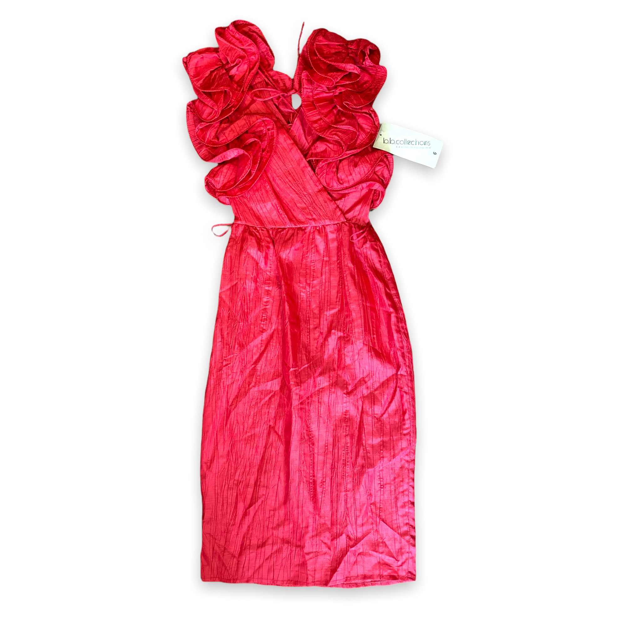 B.B. Collections Red Ruffled Sleeve Dress