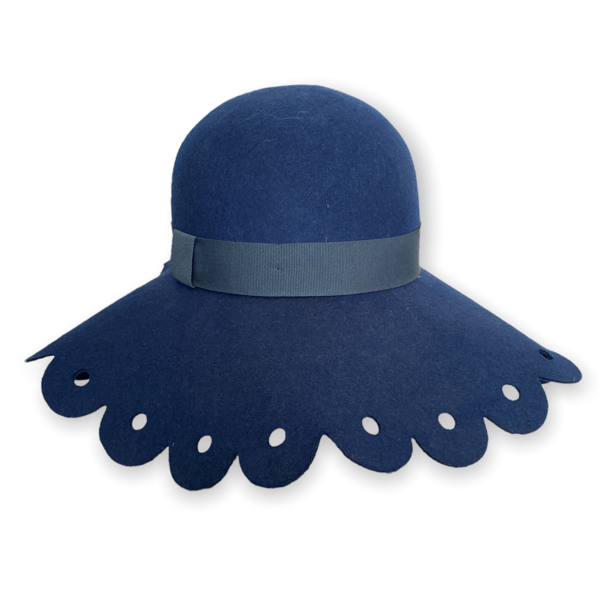 Blue Felt Hat Cutout Scalloped Edge
