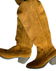 Camel Suede Thigh High Boots