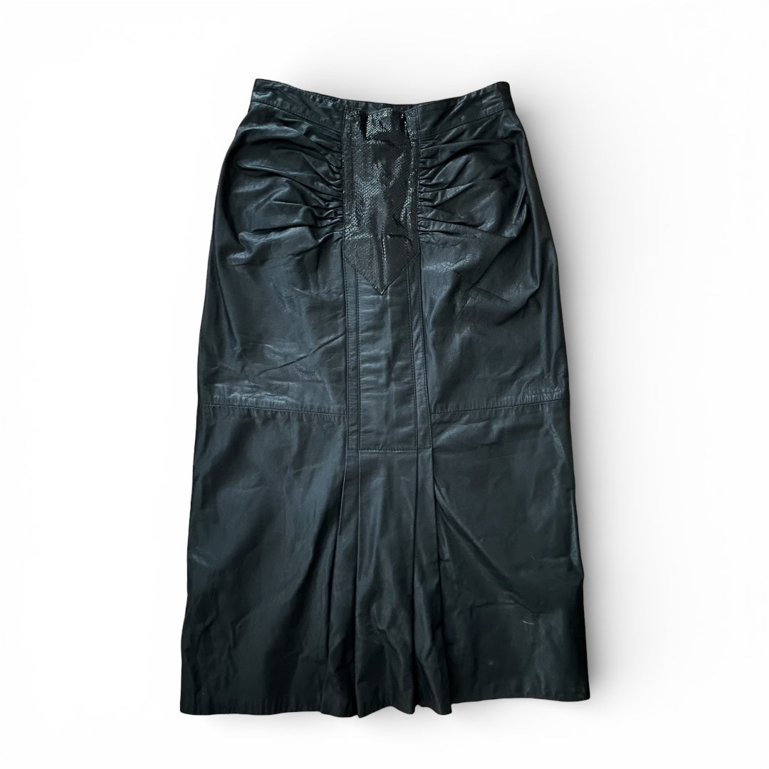 Leather Skirt with Snakeskin Front