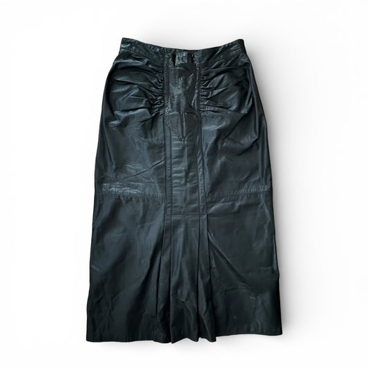 Leather Skirt with Snakeskin Front
