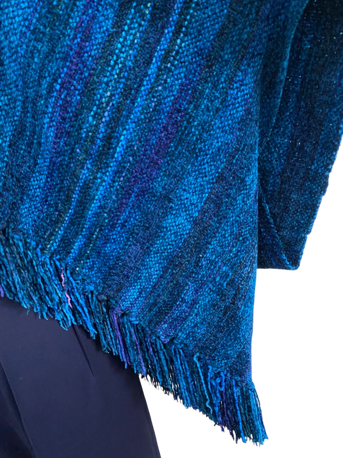Blue Silk Chenille Shawl Fringe