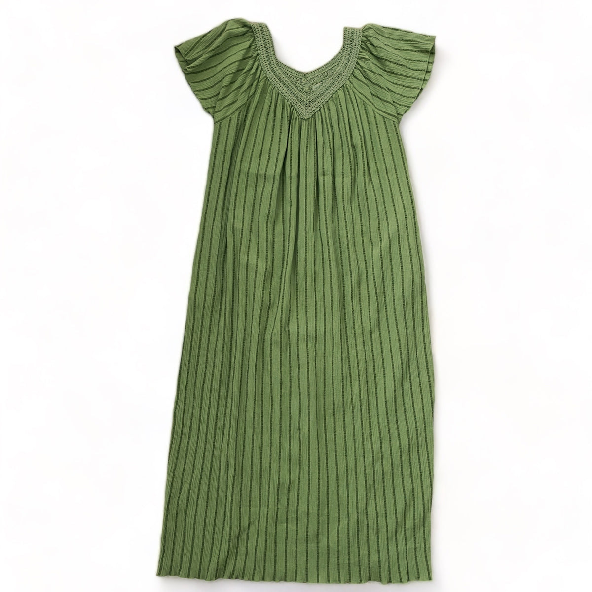 Green Caftan Embroidered V Neck