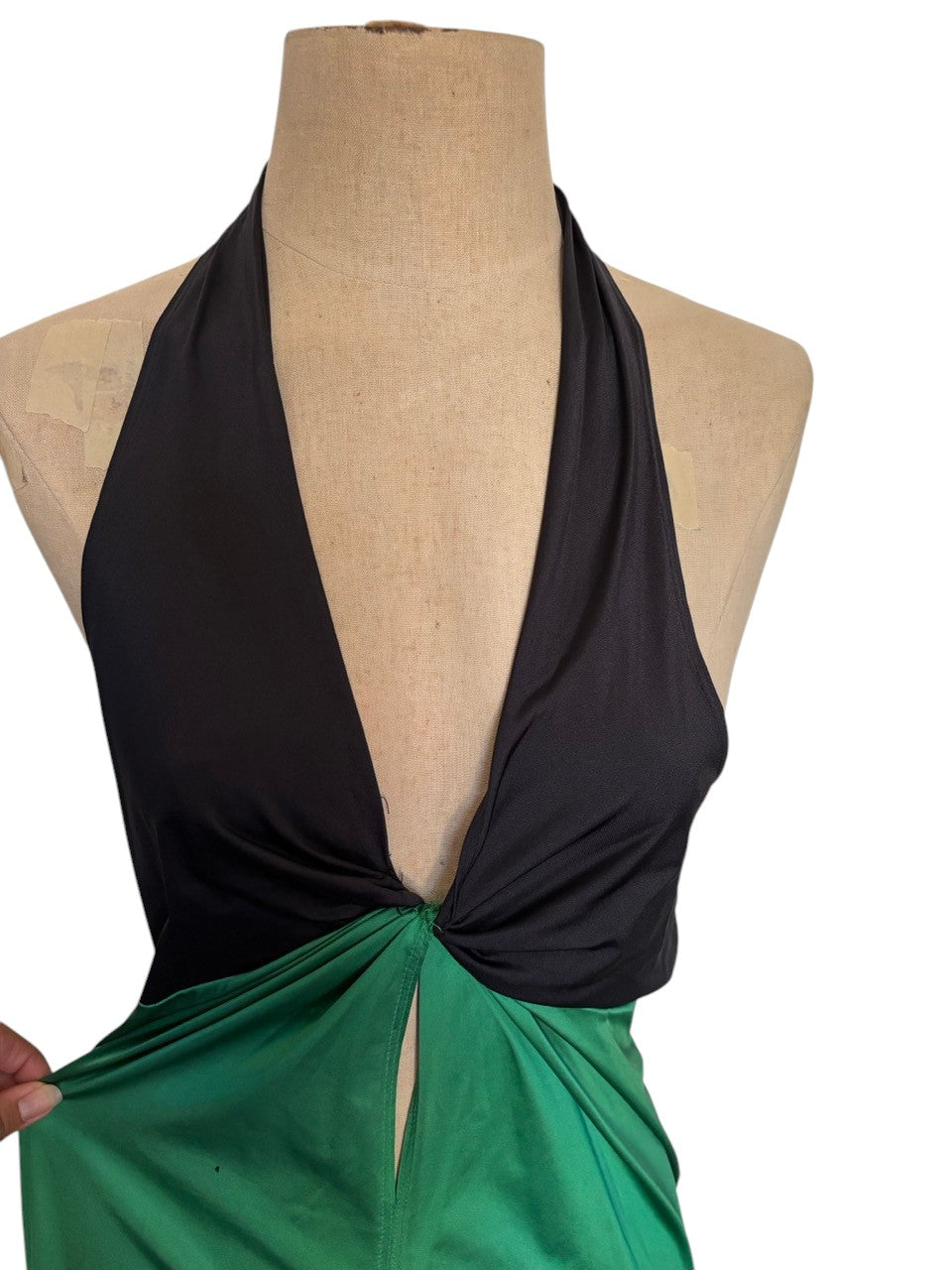 The Diana Ross Green Black Slip Dress