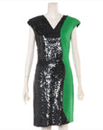 Emilio Pucci  Sequins Rayon Dress Black x Green