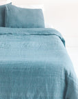 Linen Duvet Cover Set - Denim Blue