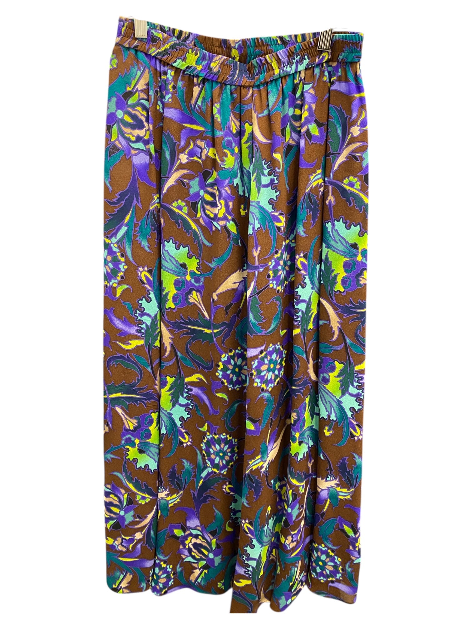 Colorful floral-patterned pants on a white background