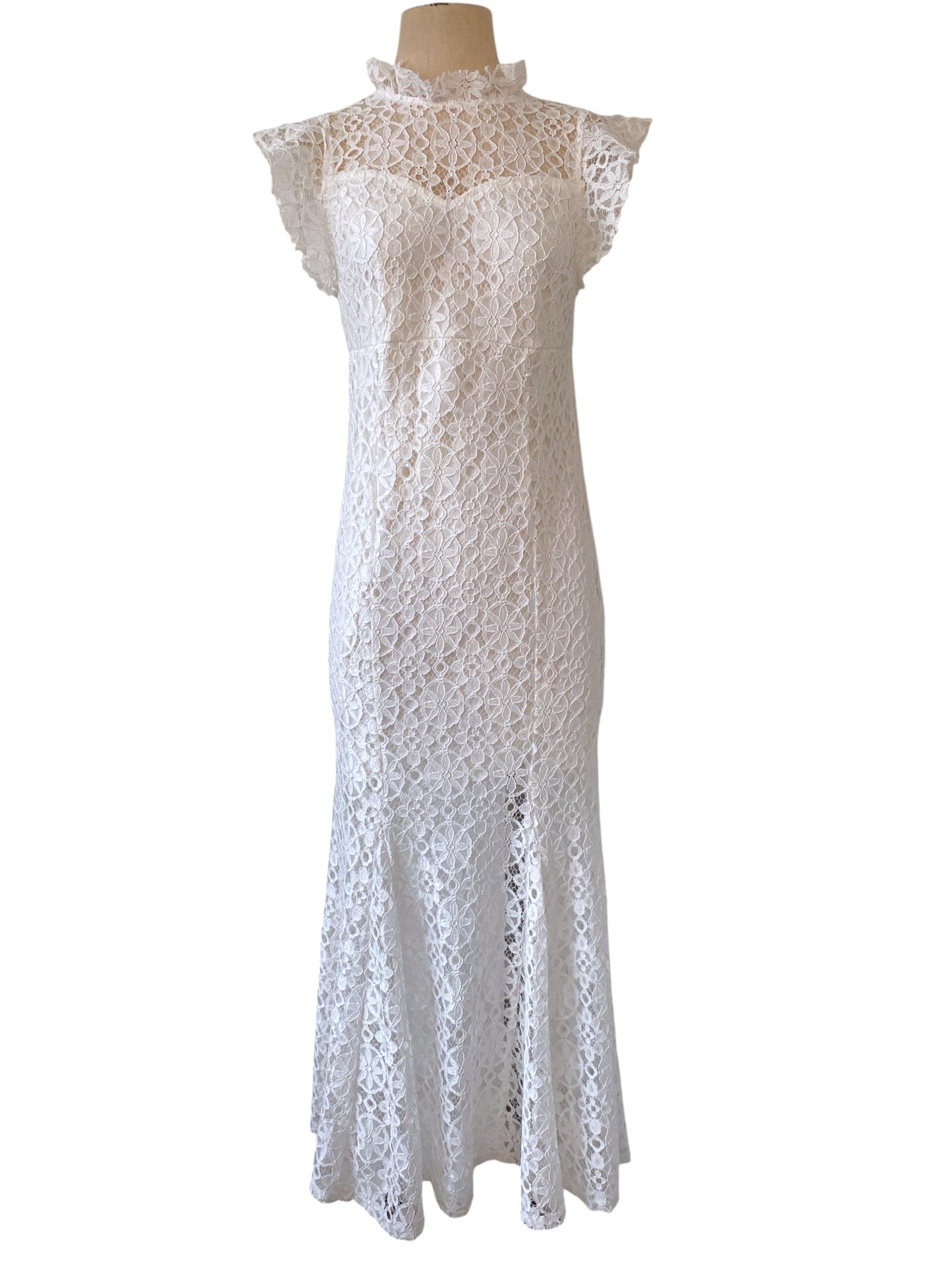 1990s White Lace Maxi