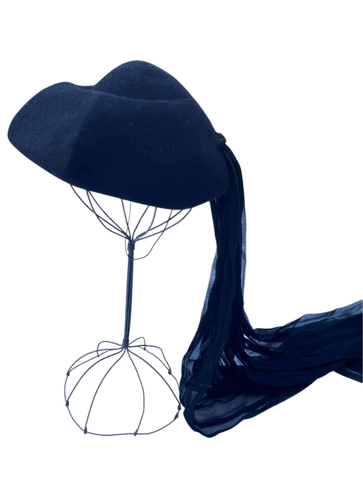 French Black Hat with Attached Panels